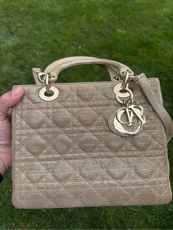 Dior Handbags - Dior Champagne Quilted Lady Dior Satchel